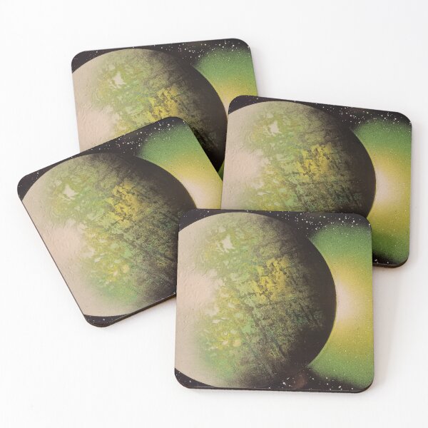 Item preview, Spray paint art green planet designed and sold by WoodRocksArt.