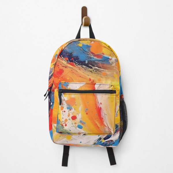 Item preview, Abstract oil painting of red, blue and yellow paint spray painting designed and sold by HaberkaDesign.