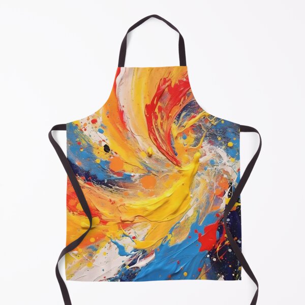 Item preview, Abstract oil painting of red, blue and yellow paint spray painting designed and sold by HaberkaDesign.