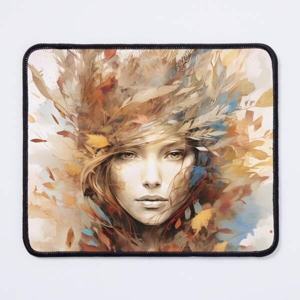 Item preview, Women's portrait with leaves, flowers and water colors designed and sold by HaberkaDesign.