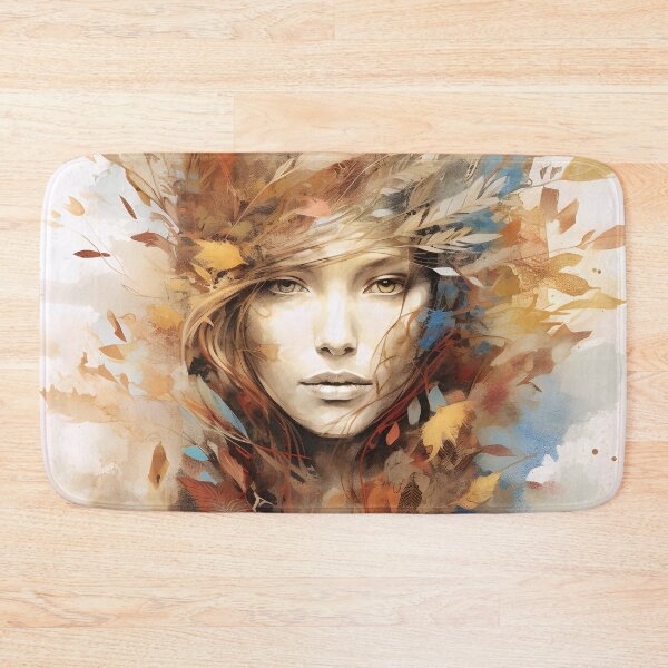 Item preview, Women's portrait with leaves, flowers and water colors designed and sold by HaberkaDesign.