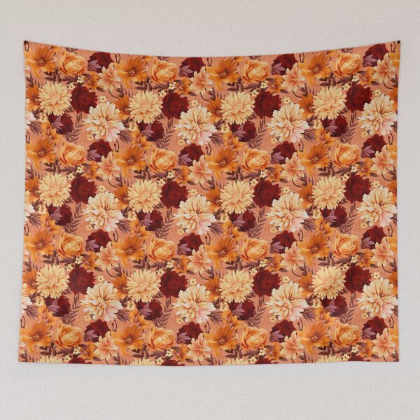 Item preview, Vintage Romantic Autumn Floral Peony Roses Orange Red Design by Mila van Meer designed and sold by Mila van Meer.