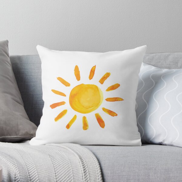 Brushed Watercolor Painted Sun Throw Pillow