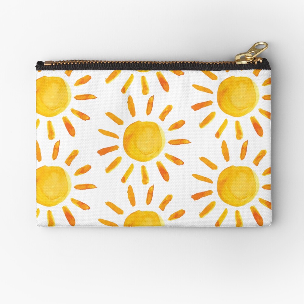 Brushed Watercolor Painted Sun Zipper Pouch