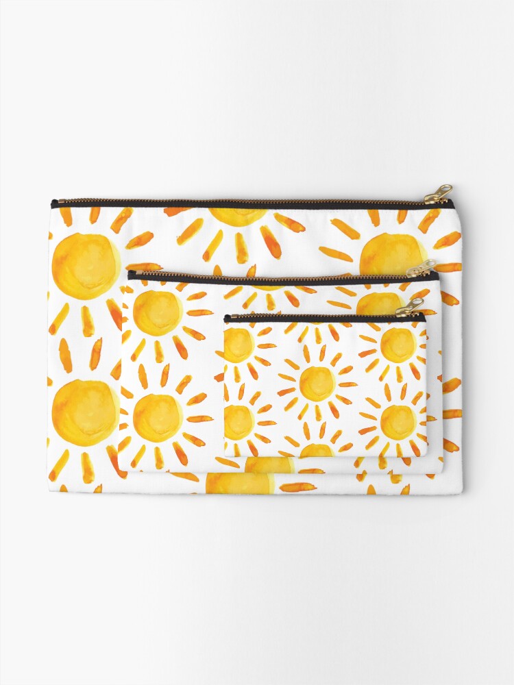 Alternate view of Brushed Watercolor Painted Sun Zipper Pouch