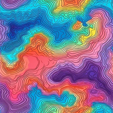 Artwork thumbnail, Colorful Topographic Map Pattern by PatternsFTW