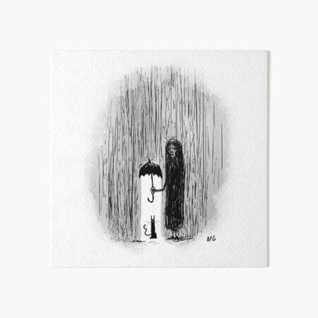 Inktober 2017 Day 29 - Cat in the Rain Art Board Print