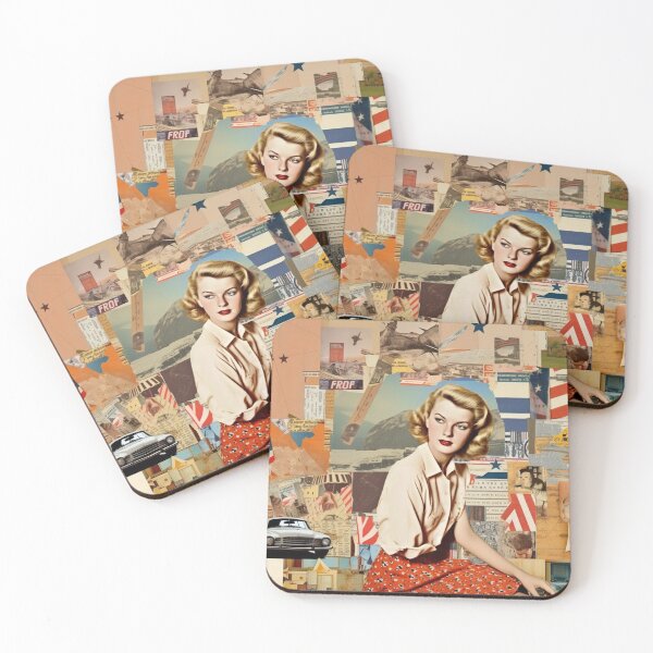 Item preview,  America Retro Vintage Patchwork of Americana Pattern Collage designed and sold by BrandonArtWorld.