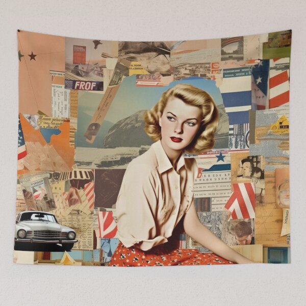 Item preview,  America Retro Vintage Patchwork of Americana Pattern Collage designed and sold by BrandonArtWorld.