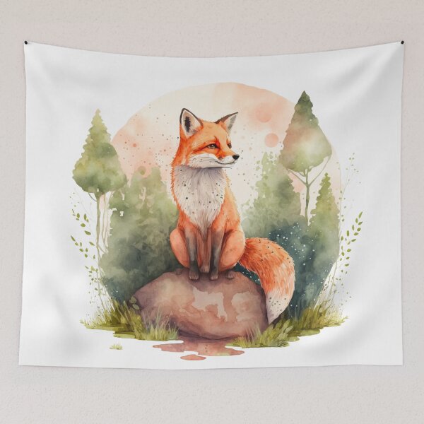 Artikelvorschau, Aquarellfuchs entworfen und verkauft von Spikey49.