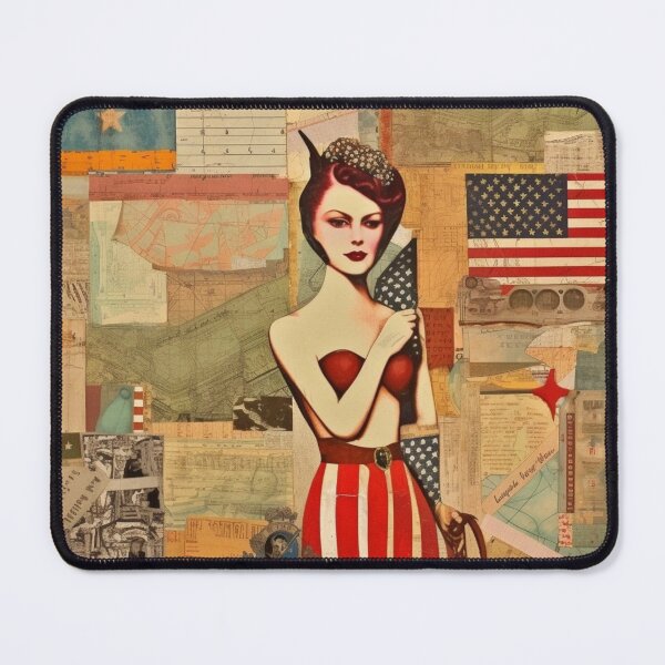 Item preview,  America Retro Vintage Patchwork of Americana Pattern Collage designed and sold by BrandonArtWorld.
