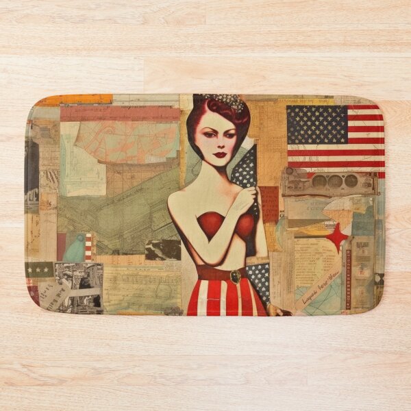 Item preview,  America Retro Vintage Patchwork of Americana Pattern Collage designed and sold by BrandonArtWorld.