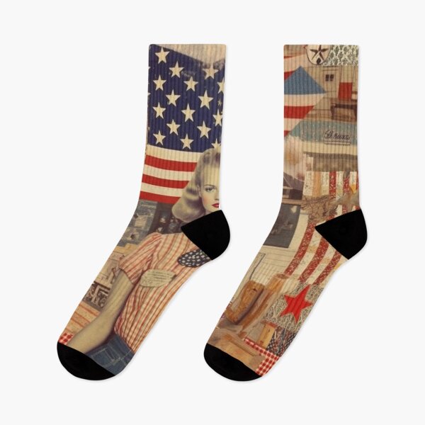 Item preview,  America Retro Vintage Patchwork of Americana Pattern Collage designed and sold by BrandonArtWorld.