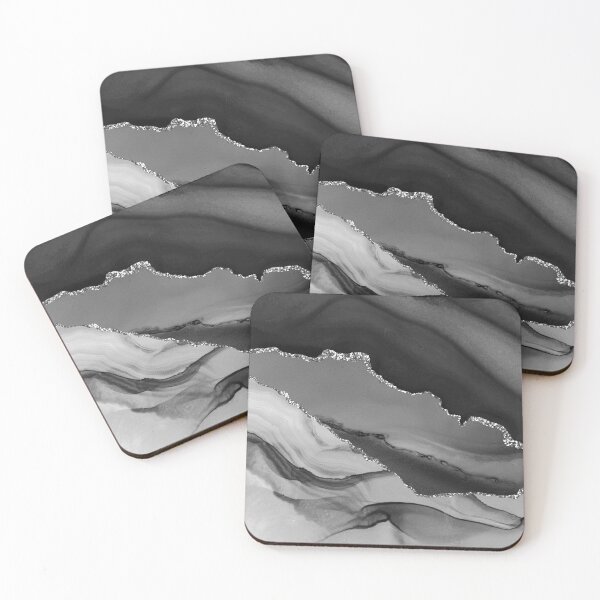 Item preview, Black White Faux Marble With Silver-Color Veins designed and sold by DEC02.