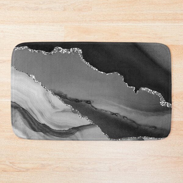 Item preview, Black White Faux Marble With Silver-Color Veins designed and sold by DEC02.