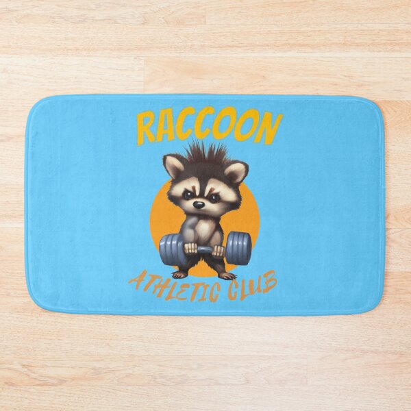 Item preview, a strong mini bodybuilder raccoon at the gym designed and sold by Animal world designs.