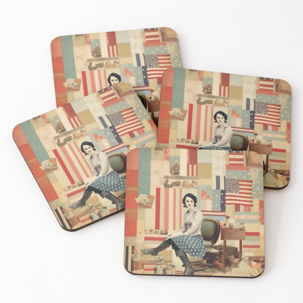Item preview,   America Retro Vintage Patchwork of Americana Pattern Collage designed and sold by BrandonArtWorld.