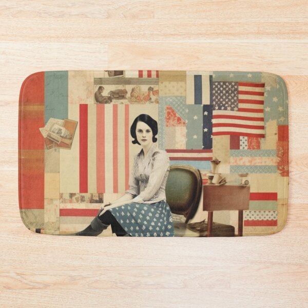 Item preview,   America Retro Vintage Patchwork of Americana Pattern Collage designed and sold by BrandonArtWorld.