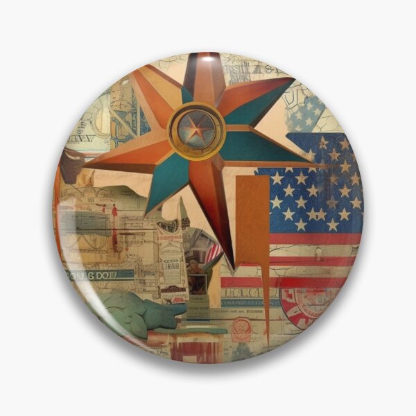Item preview,   America Retro Vintage Patchwork of Americana Pattern Collage designed and sold by BrandonArtWorld.