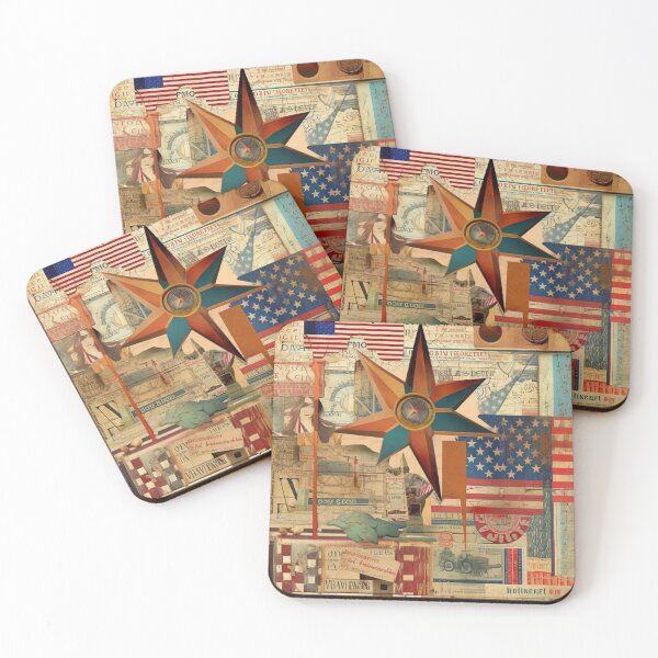 Item preview,   America Retro Vintage Patchwork of Americana Pattern Collage designed and sold by BrandonArtWorld.