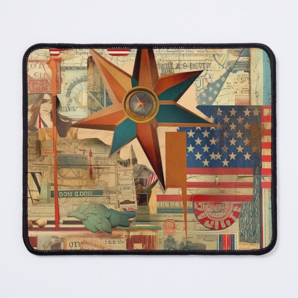 Item preview, America Retro Vintage Patchwork of Americana Pattern Collage designed and sold by BrandonArtWorld.