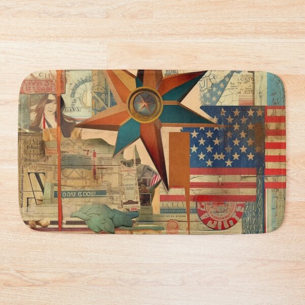 Item preview,   America Retro Vintage Patchwork of Americana Pattern Collage designed and sold by BrandonArtWorld.