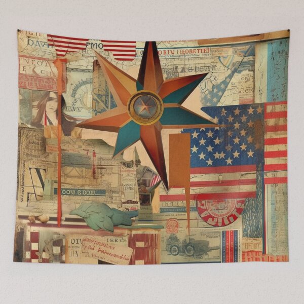 Item preview,   America Retro Vintage Patchwork of Americana Pattern Collage designed and sold by BrandonArtWorld.