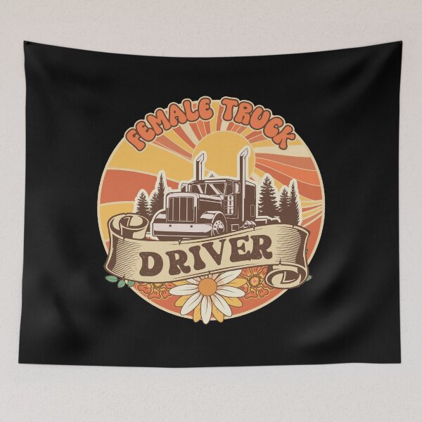 Item preview,  Groovy trucker girl female truck driver designed and sold by HomeCoquette.