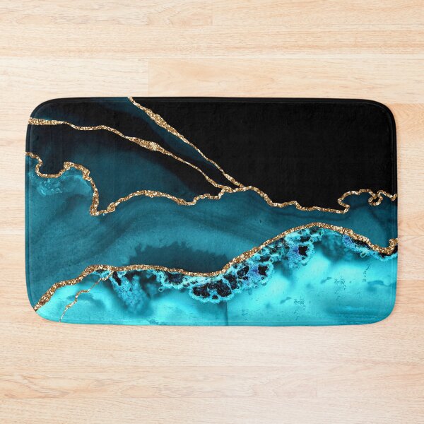 Item preview, Blue-Teal With Gold-Colored (Faux) Marble-Agate designed and sold by DEC02.