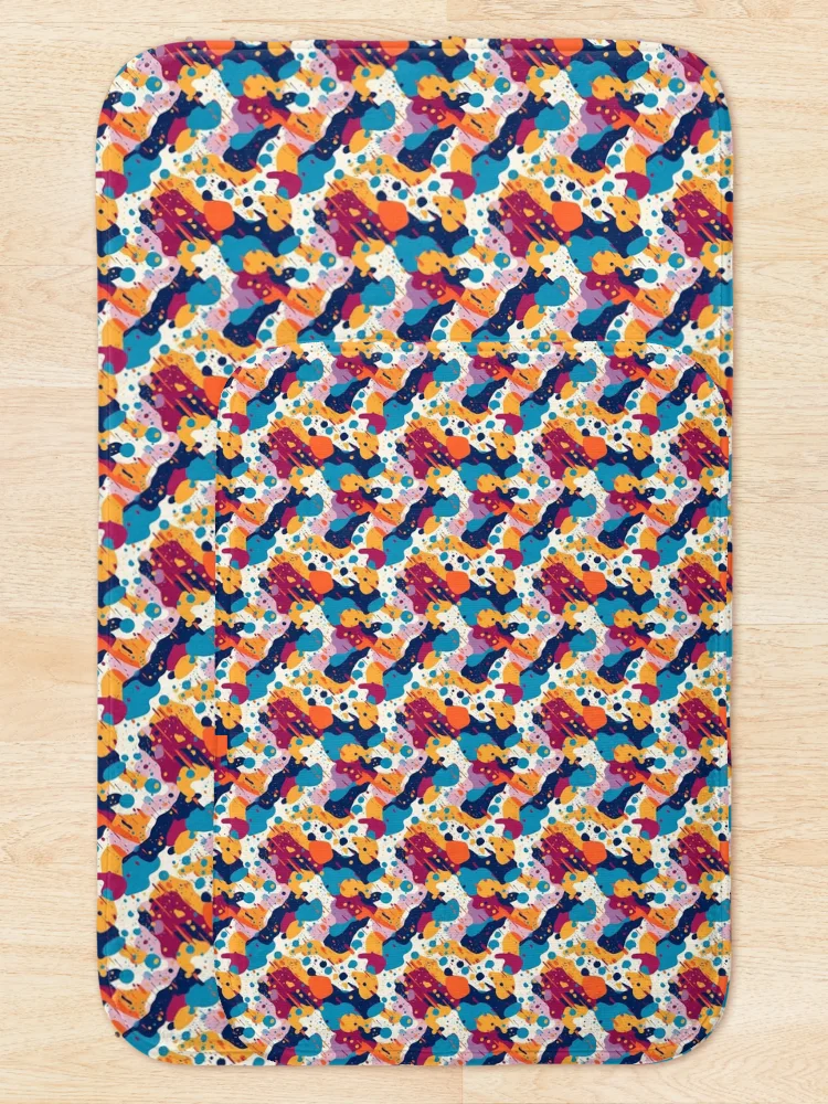 Thumbnail 5 of 6, Bath Mat, Colorful Splatter Shapes - Expressive Abstract Design by Pattern Stream designed and sold by PatternStream.