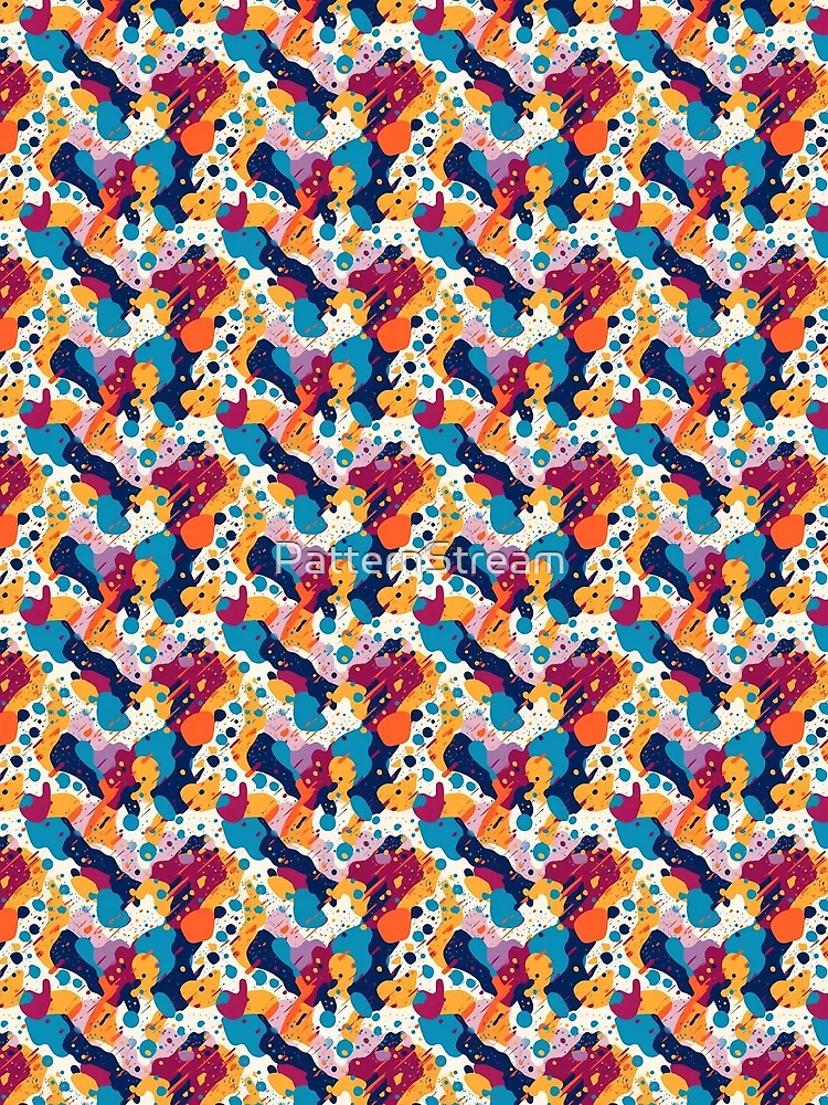 Thumbnail 3 of 3, Scarf, Colorful Splatter Shapes - Expressive Abstract Design by Pattern Stream designed and sold by PatternStream.