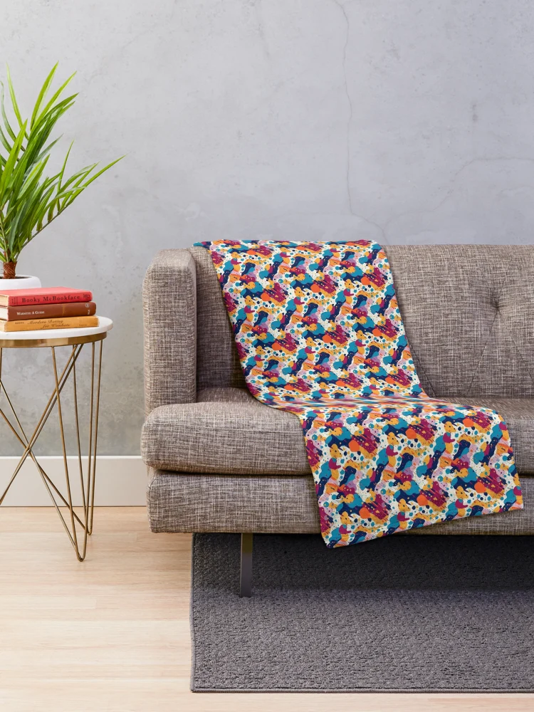 Thumbnail 2 of 6, Throw Blanket, Colorful Splatter Shapes - Expressive Abstract Design by Pattern Stream designed and sold by PatternStream.