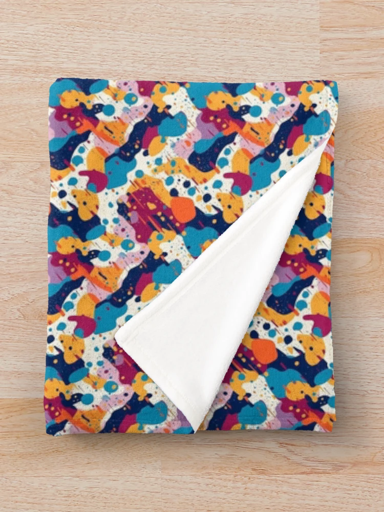 Thumbnail 3 of 6, Throw Blanket, Colorful Splatter Shapes - Expressive Abstract Design by Pattern Stream designed and sold by PatternStream.