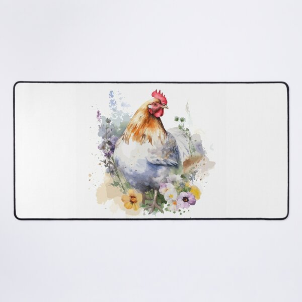 Watercolor flowers - Chicken Art Board Print for Sale by FoxlillyArt