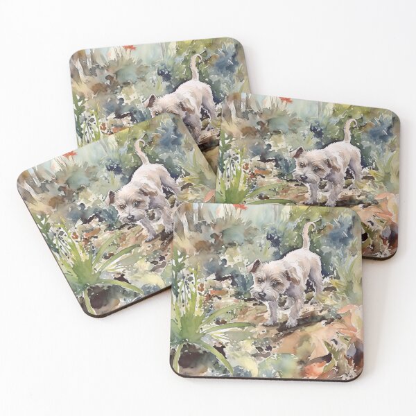 Item preview, scrappy white Terrier digging designed and sold by Designs For Pet Lovers.