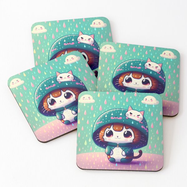 Aperçu de l'œuvre Chat kawaii portant un imperméable créée et vendue par WhatTheTrendsDo.