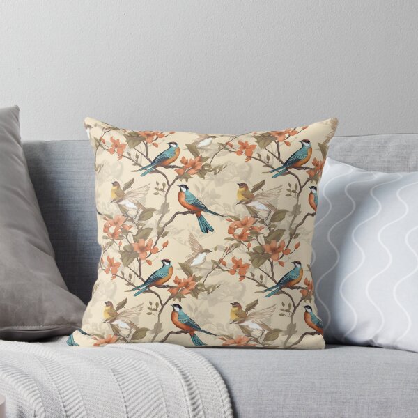 Item preview, Patrón sin fisuras de pájaros y árboles vintage brillante designed and sold by PatternsFTW.