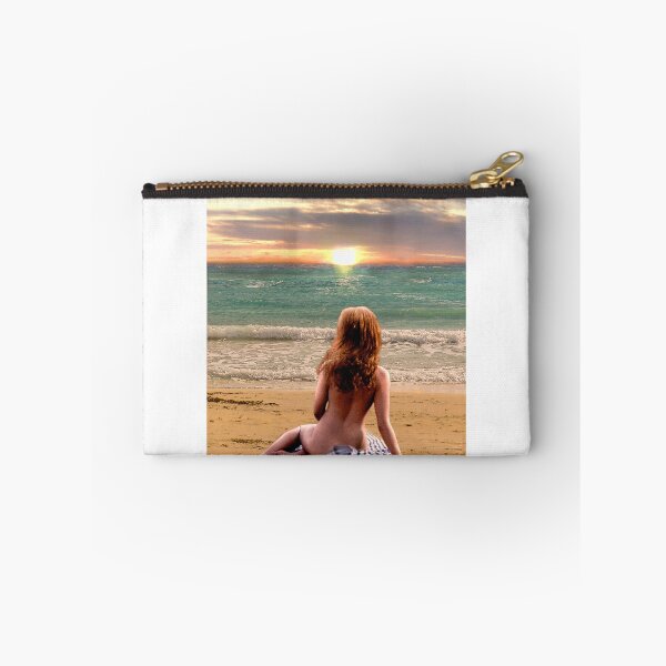 Item preview, Woman sitting on a beach watching the sunset relaxed peaceful, zen buddhism yoga designed and sold by Fantasyart123.