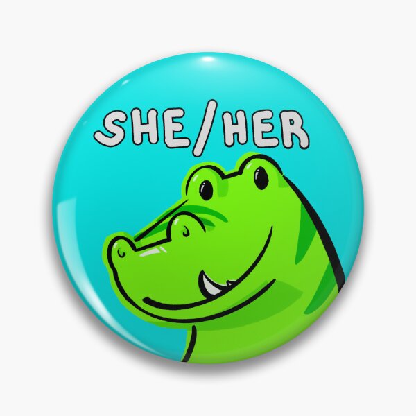 Item preview, SHE/HER Pronoun Pin T-Rex designed and sold by Xandoval.