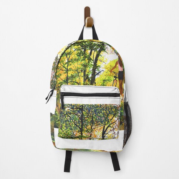 Item preview, Woman girl on with bicycle in woods zen yoga buddhism designed and sold by Fantasyart123.