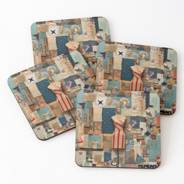 Item preview,    America Retro Vintage Patchwork of Americana Pattern Collage designed and sold by BrandonArtWorld.
