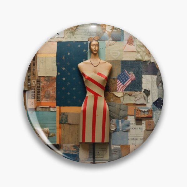 Item preview,    America Retro Vintage Patchwork of Americana Pattern Collage designed and sold by BrandonArtWorld.