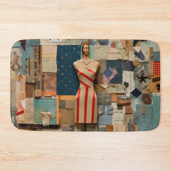 Item preview,    America Retro Vintage Patchwork of Americana Pattern Collage designed and sold by BrandonArtWorld.