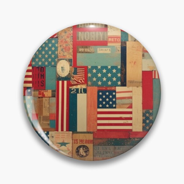 Item preview,   America Retro Vintage Patchwork of Americana Pattern Collage designed and sold by BrandonArtWorld.