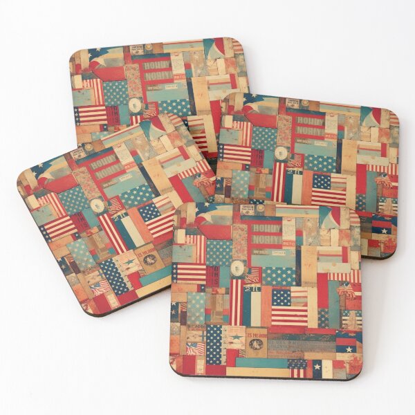 Item preview,   America Retro Vintage Patchwork of Americana Pattern Collage designed and sold by BrandonArtWorld.