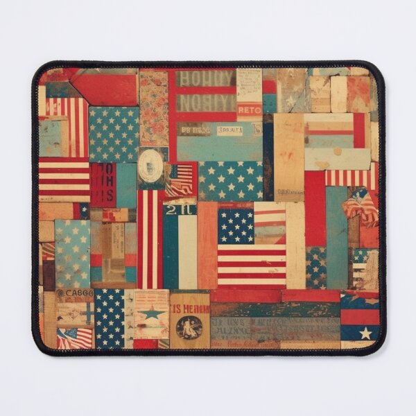 Item preview, America Retro Vintage Patchwork of Americana Pattern Collage designed and sold by BrandonArtWorld.