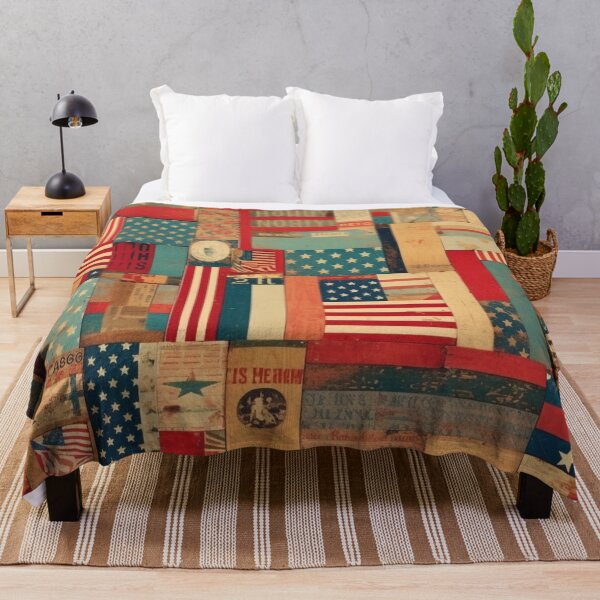 Item preview,   America Retro Vintage Patchwork of Americana Pattern Collage designed and sold by BrandonArtWorld.