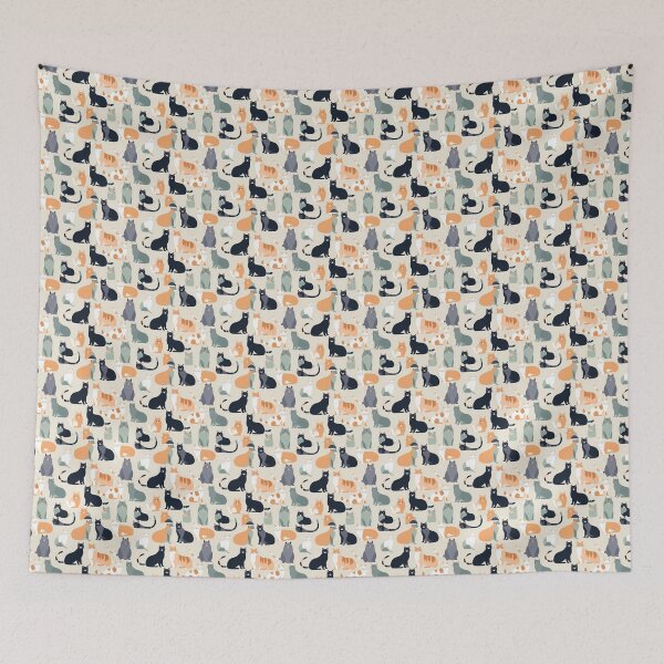 Item preview, Cartoon Cats Illustration Seamless Pattern designed and sold by PatternsFTW.