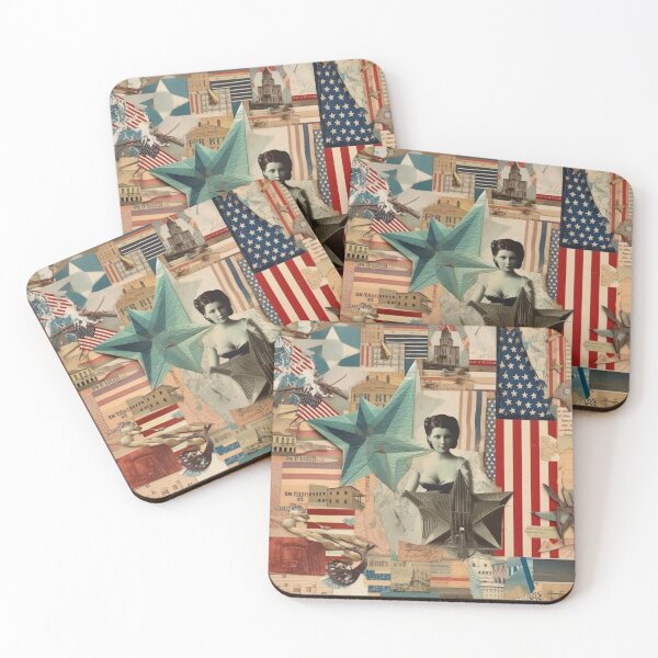 Item preview,  America Retro Vintage Patchwork of Americana Pattern Collage designed and sold by BrandonArtWorld.