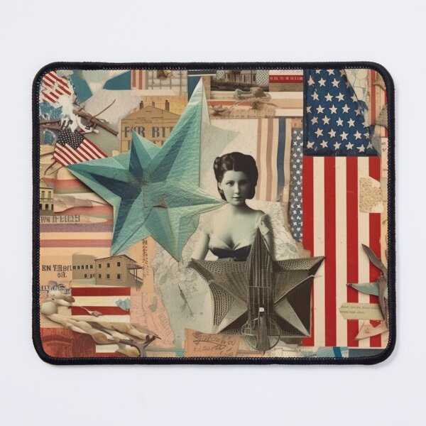 Item preview, America Retro Vintage Patchwork of Americana Pattern Collage designed and sold by BrandonArtWorld.